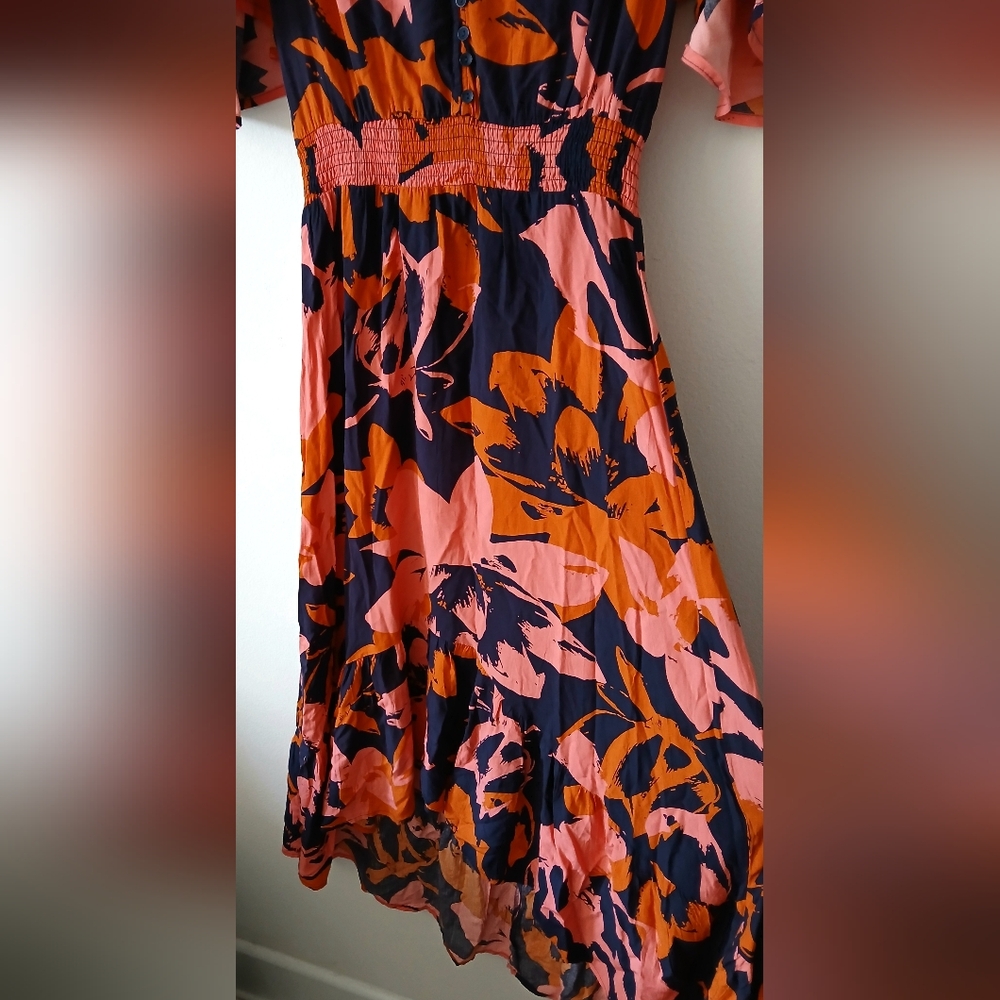 ABEL THE LABEL Floral Midi DRESS Anthropologie BEACHY TROPICAL Women's Size M - Picture 7 of 10